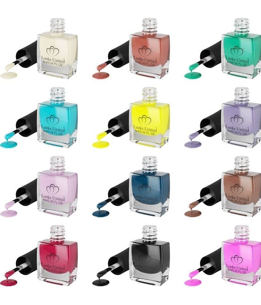 Looks United - Multi Glossy Nail Polish ( Pack of 12 )