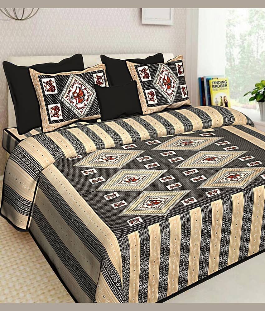 PETROSOLY Cotton 1 Double Bedsheet with 2 Pillow Covers ( Multicolor )