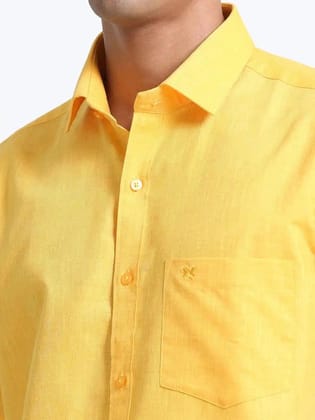 Cotton Linen Yellow  Colour Half Sleeve Shirt-38
