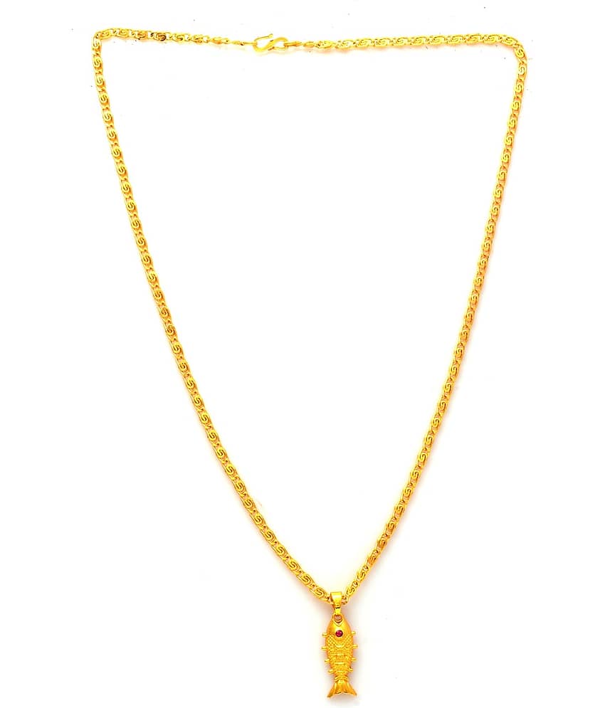 Jewar Mandi New Design Gold Plated Locket/Pendant with Link Chain Daily use for Men, Women & Girls, Boys