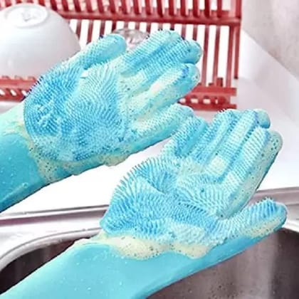Elecsera Gloves Magic Silicone Dish Washing Gloves, Silicon Cleaning Gloves, Silicon Hand Gloves for Kitchen Dishwashing