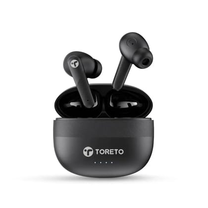 Toreto Tune Air TWS Earbud in ear Headphone Headset, Quad Mics &ENC For Cristal Clear calling , 25 Hr Playtime
