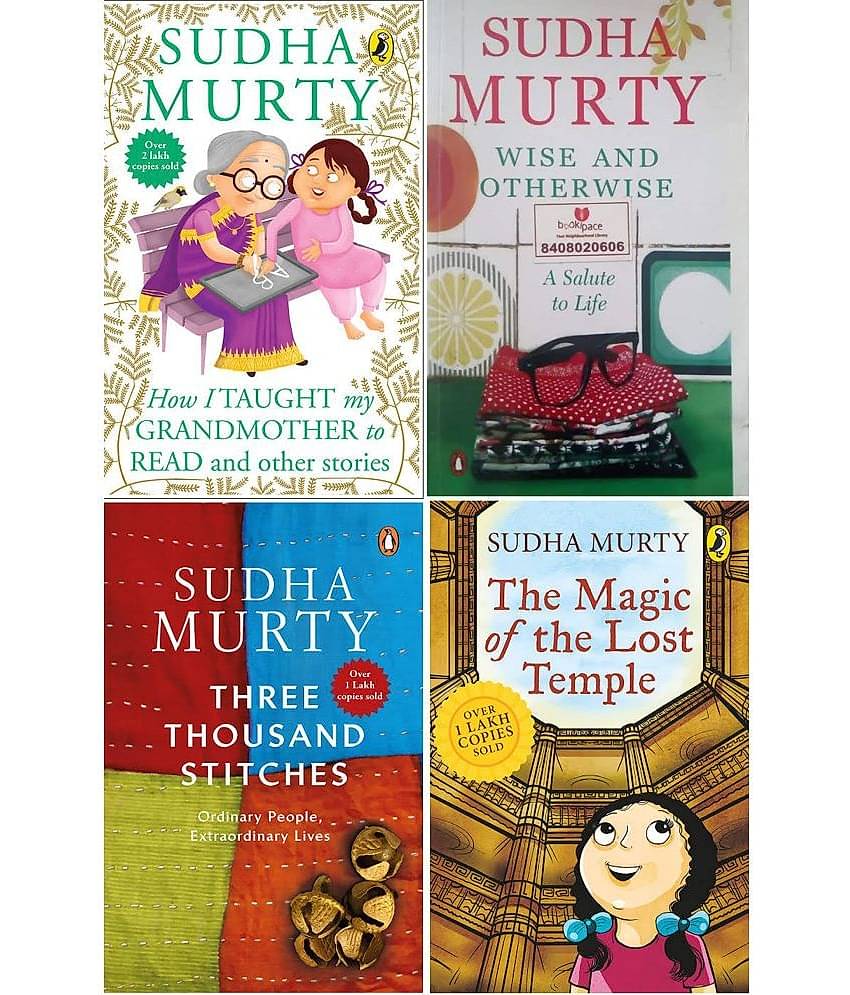 Sudha Murty 4 Books Combo: Wise and Otherwise + The Magic of lost Temple + How i taught my grandmother to read + Three Thousands Stitches