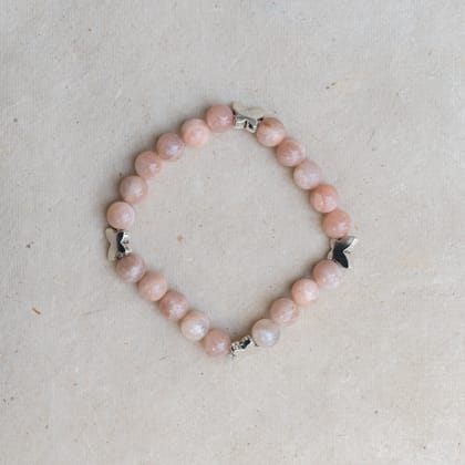 Blush & Bloom - Pink Rhodonite Bracelet with butterfly charm