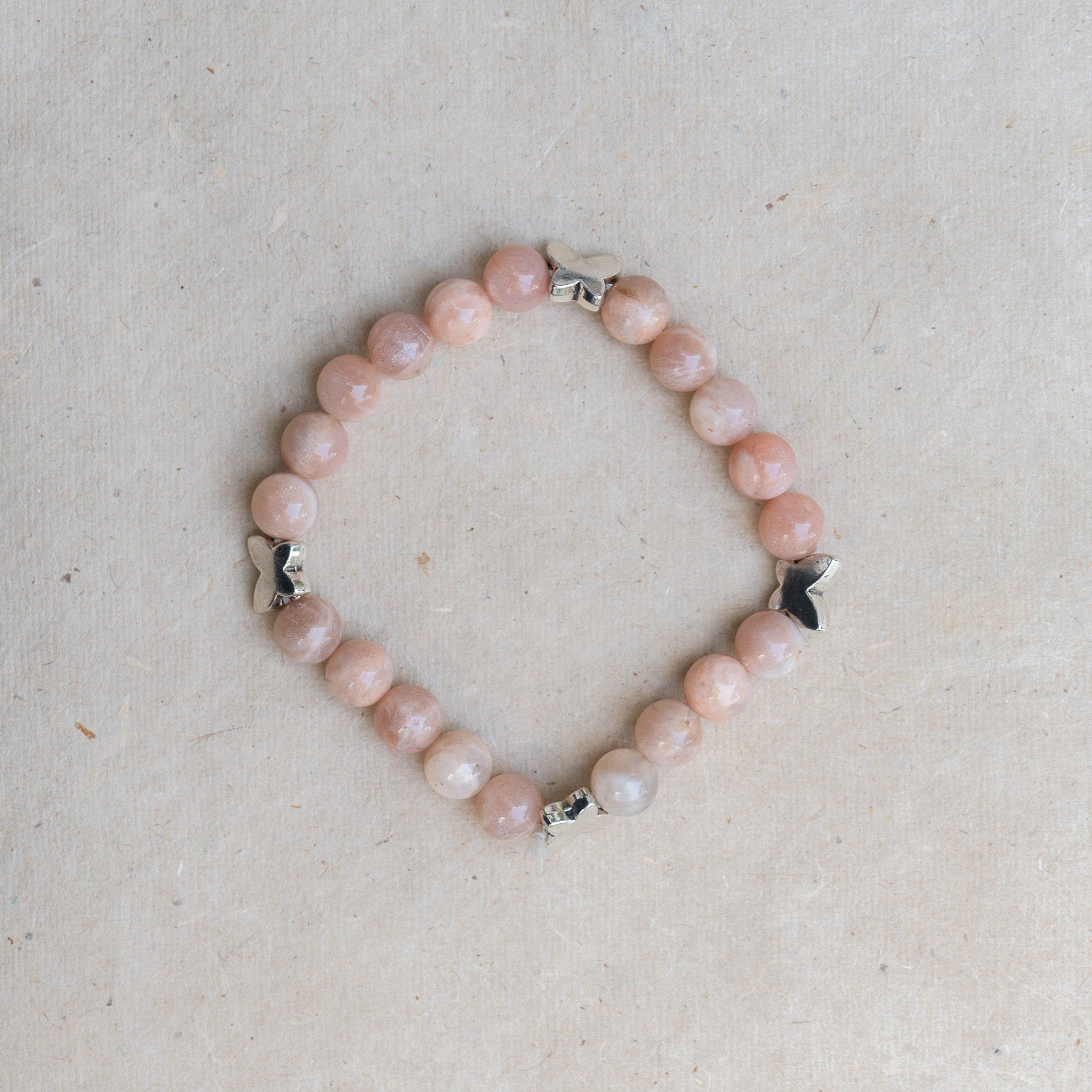 Blush & Bloom - Pink Rhodonite Bracelet with butterfly charm