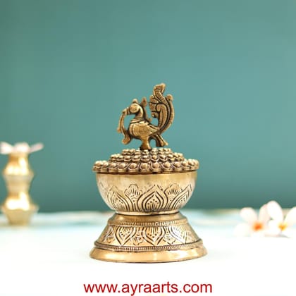 Handcrafted Brass Loban Dhoop Dani with Peacock Incense Dhoop Burner for Home Office Temple Prayer - 7 Inch Height Handcrafted Brass Loban Dhoop Dani with Peacock Incense Dhoop Burner for Home Office Temple Prayer - 7 Inch Height