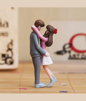 eCraftIndia Grey & Pink Couple Statue Figurine Showpiece