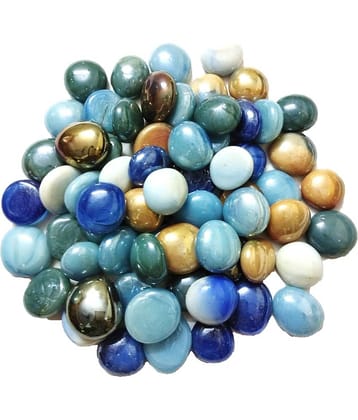 DS Milky Round Glass Pebbles/Gravels/Beads/Stone/for Aquarium, Table, Vase, Fountain (Multicolour) Approx 63 Pieces