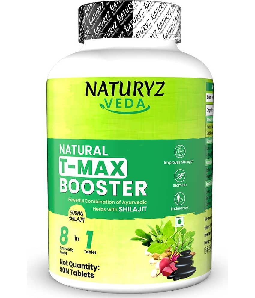 NATURYZ VEDA T-MAX Booster Pure Shilajit Ashwagandha For Strength, Stamina, Vitality - 90 Tablets