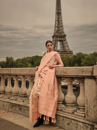 Soft Pink Zari Banarasi Saree