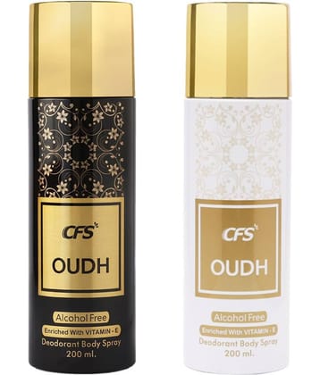 CFS  Oudh Black & Oudh White  Deodorant Spray for Unisex 400 ml ( Pack of 2 )