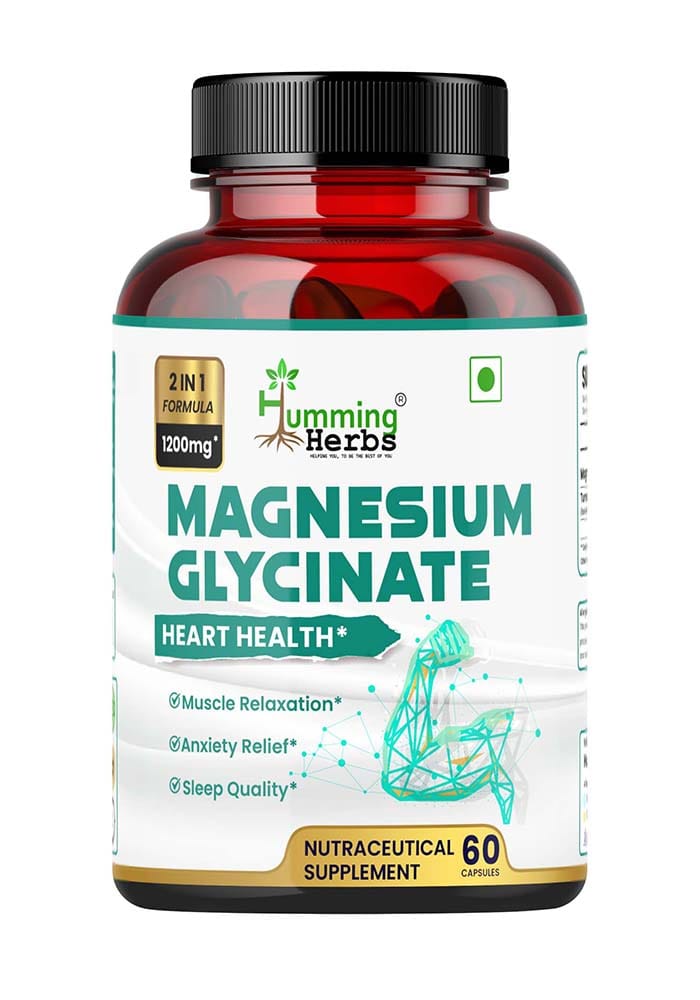 Humming Herbs Magnesium Glycinate - Enhanced Absorption Formula for Heart Health, Muscle Relaxation & Sleep Support - Nutraceutical Supplement