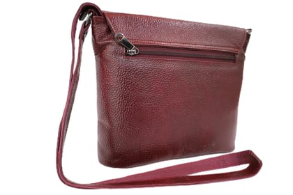 TULIP Traditional Artisians' Upliftment Livelihood Program Premium Leather Crossbody Bag, Burgundy, Multiple Compartments, Adjustable Strap, Zipper Closure, Classic Design