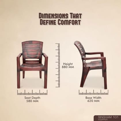 MAHARAJA Heavy Duty Plastic Chair | Matt Pattern Plastic Chair for Home, Kitchen, Living Room, Office | Strong and Sturdy Structure| Bearing Capacity Up to 200Kg (Copper, Pack of 4)