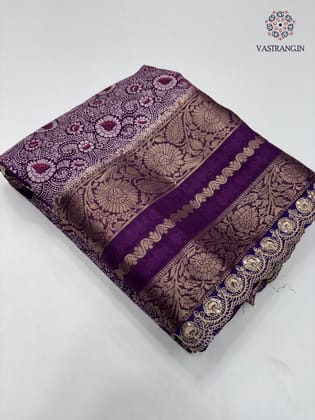 Latest Partywear Wine Colour Dola Silk Designer Print With Sequence Lace Work Fancy Designer Saree