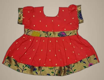 Mom And Me Red Taffeta Frock (0-3 Months) | Premium Elegant Design | Casual Wear