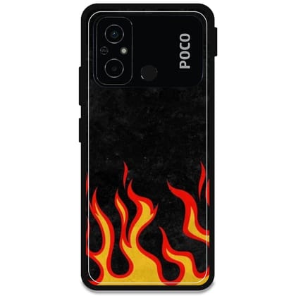 Low Flames - Glossy Metal Silicone Case For Poco Models-Poco C55