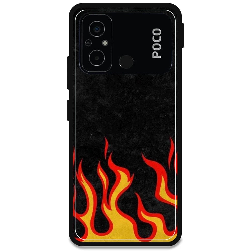 Low Flames - Glossy Metal Silicone Case For Poco Models-Poco C55