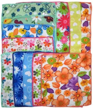 Tahiro Multicolour Printed Cotton Handkerchiefs - Pack Of 12