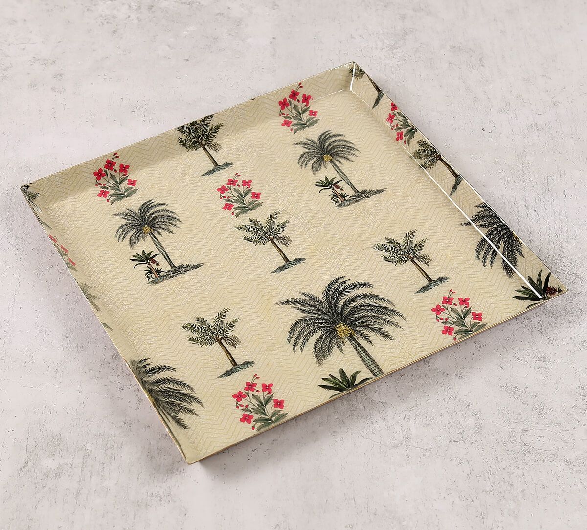 Chevron Palms Small Steel Platter