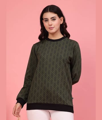 Rigo Women Fleece Round Neck Sweatshirt For ( Olive )