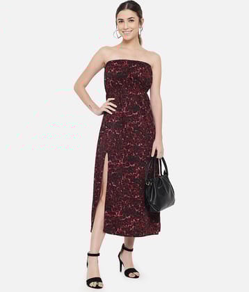 ALL WAYS YOU Women Polyester Printed Side Slit Dress ( Multi Color )