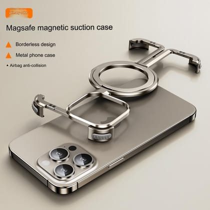 iPhone Series Magsafe Wireless Charging Ring Holder Frameless Case-iPhone 15 Pro / Titanium