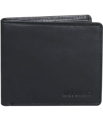 MODEWELT Black Leather Men's Two Fold Wallet ( Pack of 1 )
