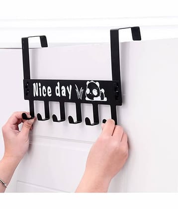 6 Hook Cloth Hanger for Door Hangers for Clothes Hanger for Door Hanger Without Drill Shirt Hangers for Wall Hangers for Wall Hanger Door Hangers for Clothes Hooks for Door Bathroom Hangers Pack 1