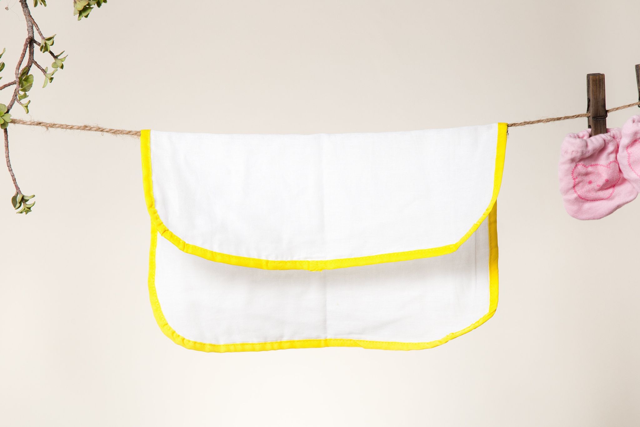 IVEI Pure Cotton Soft Dhoti NAPKINS for Babies/Kids - Set of 6 - Yellow-Yellow