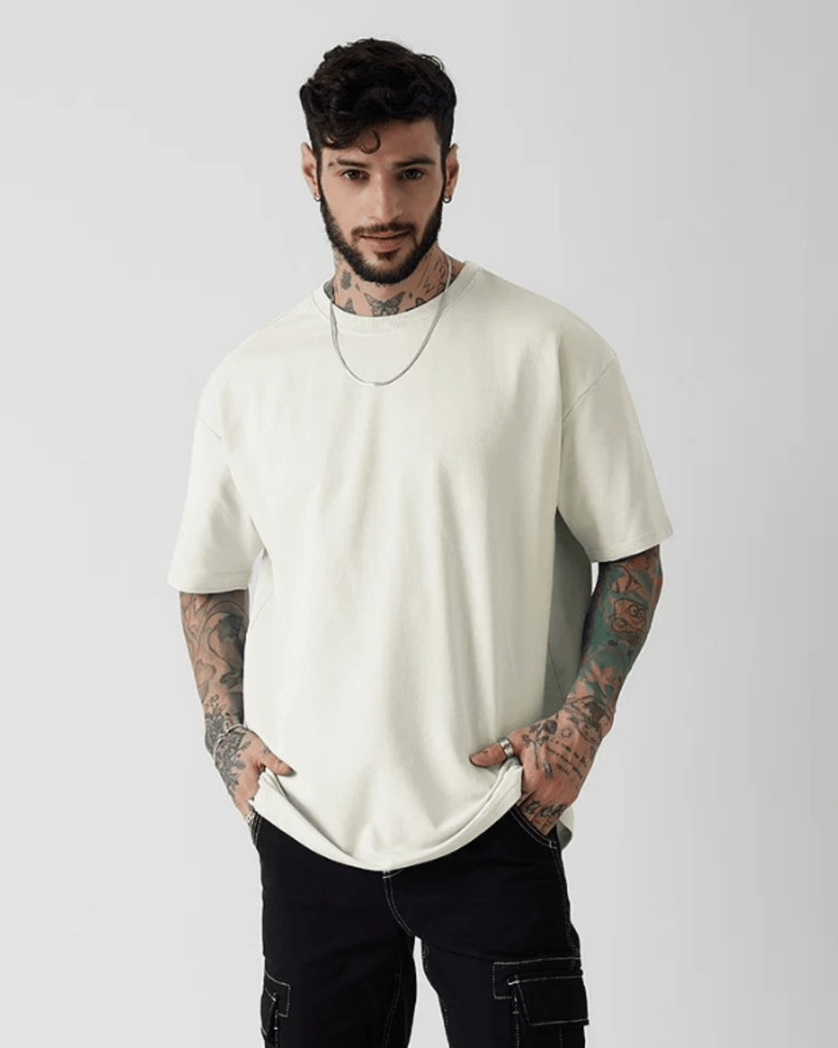 PLAIN OFF WHITE OVERSIZE TSHIRT