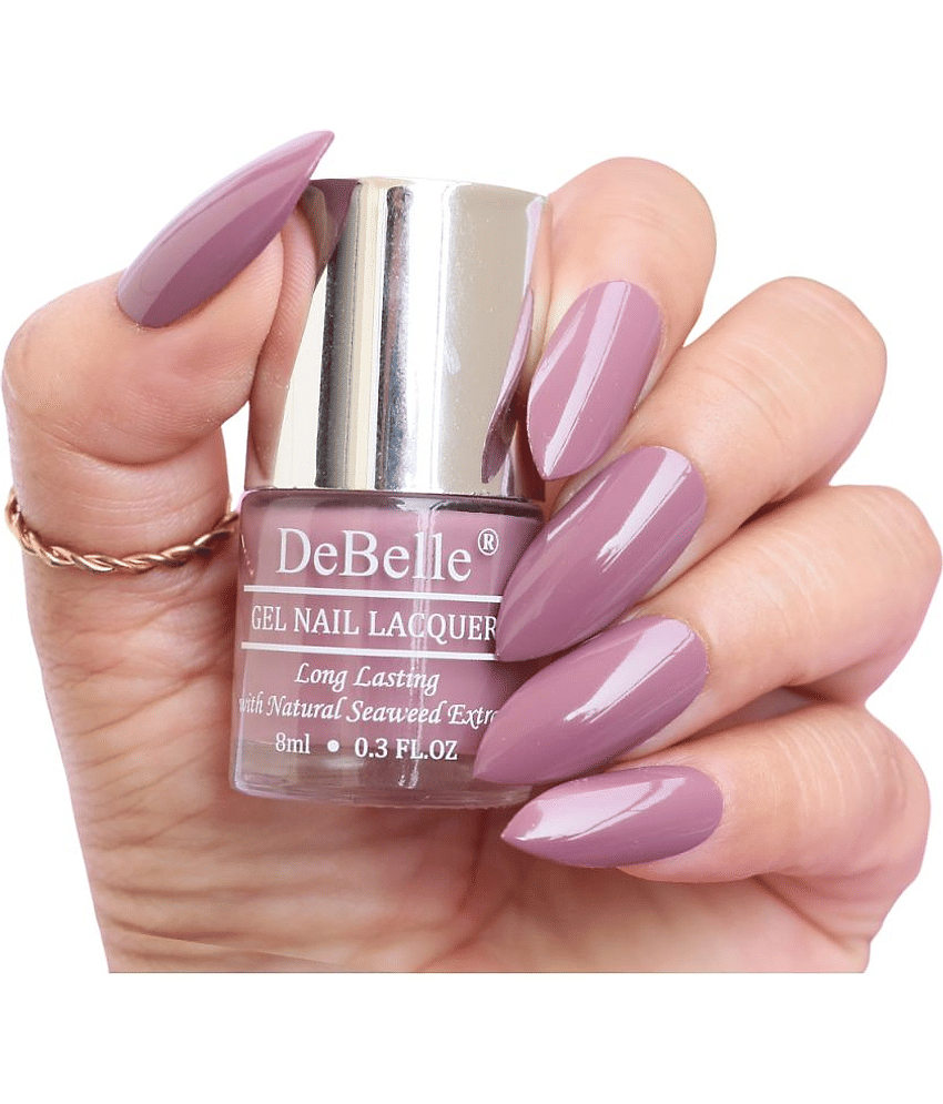 DeBelle Gel Nail Polish Majestique Mauve ,Non UV - Gel Finish ,Chip Resistant , Seaweed Enriched Formula, Long Lasting, 8ml