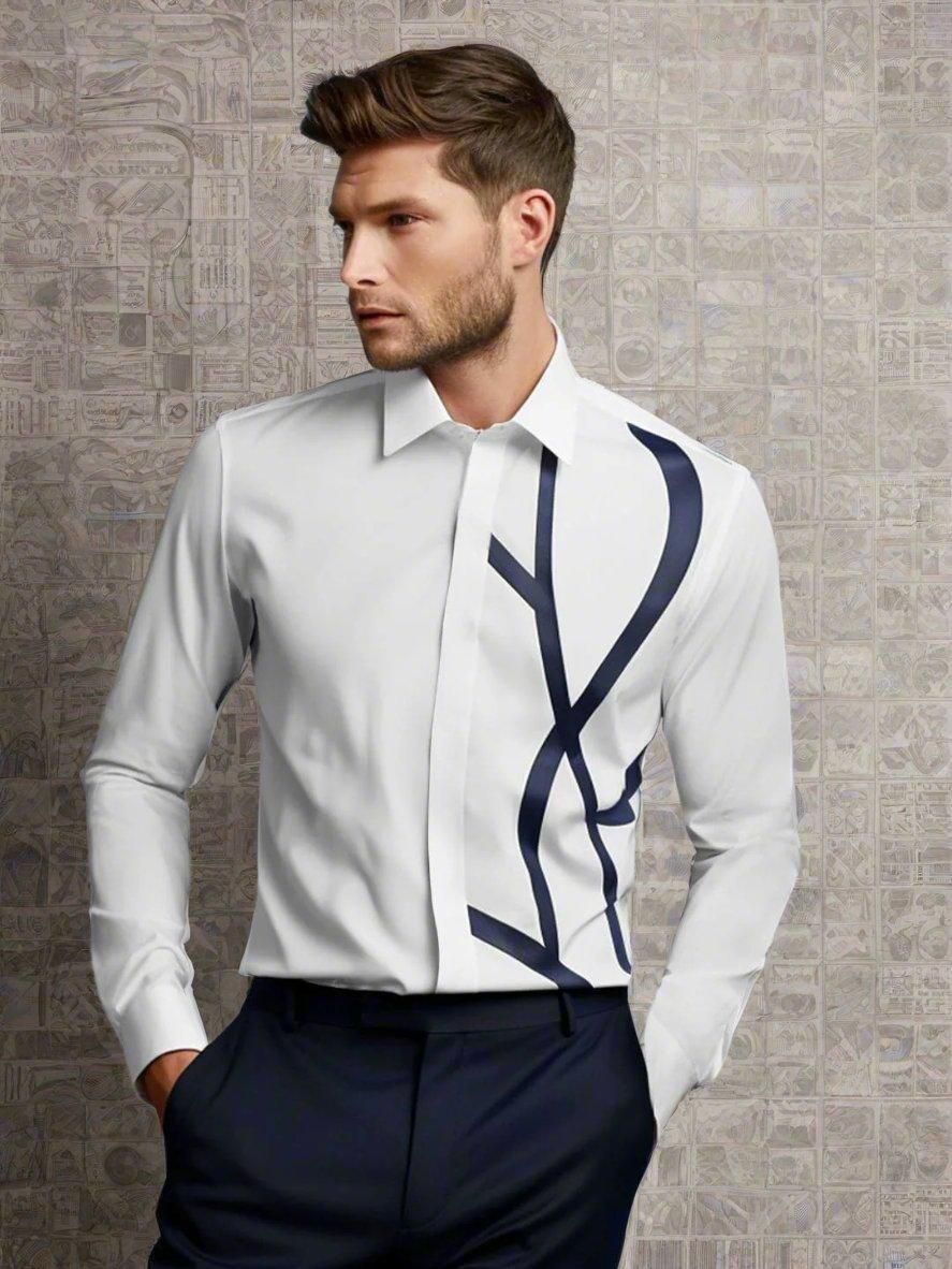 Patchwork Party Wear White Shirt-WHITE / M