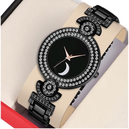 Bolun Black Half Chand Dial Black BD Girls and Women Watch