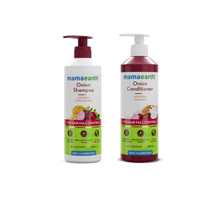 Mamaearth Hair Fall Control Combo(Onion Shampoo, 400ml + Onion Conditioner, 400ml) Mamaearth Hair Fall Control Combo(Onion Shampoo, 400ml + Onion Conditioner, 400ml) - 400 ml (Pack of 2) Mamaearth Hair Fall Control Combo(Onion Shampoo, 400ml + Onion Conditioner, 400ml) Mamaearth Hair Fall Control Combo(Onion Shampoo, 400ml + Onion Conditioner, 400ml) - 400 ml (Pack of 2)