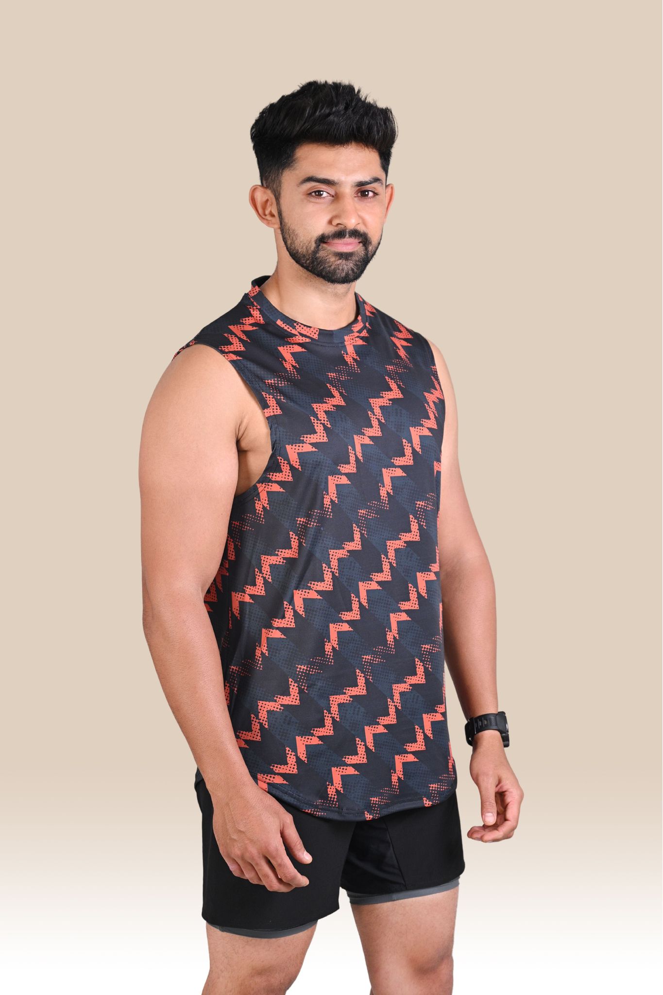 Men's Graphic Tank Top - Black & Red-S