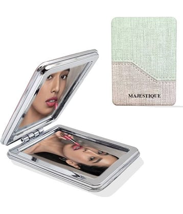 Majestique 1Pcs Portable Doublesided Mirror Distortionfree Travel Makeup Mirror Color May Vary