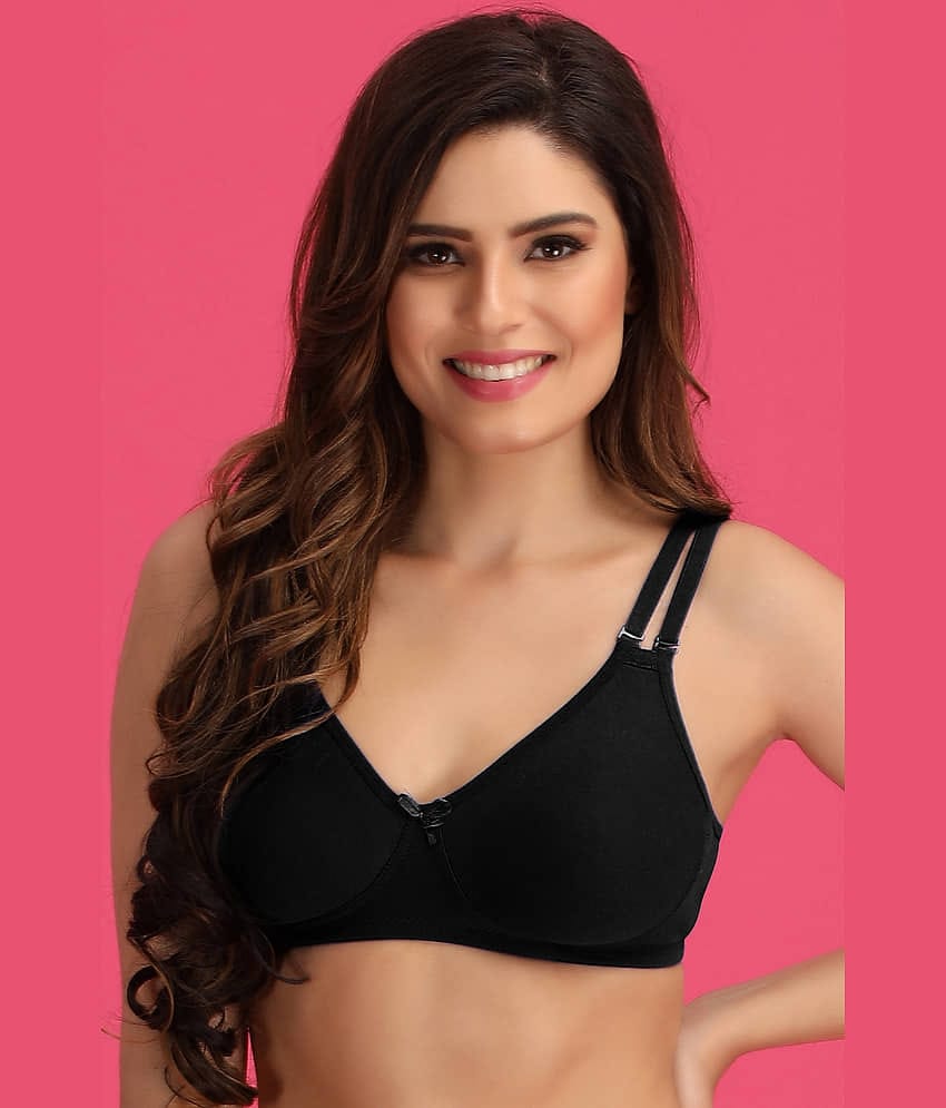 Clovia Black Cotton Non Padded Women's T-Shirt Bra ( Pack of 1 )