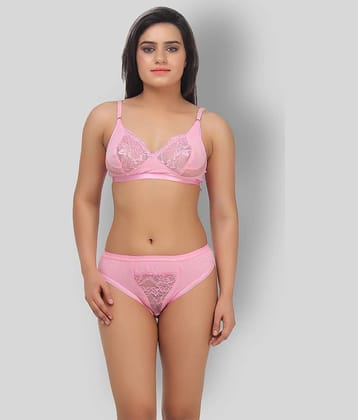 TCG - Pink Lace Embroidered Women's Maternity Bra & Panty Set ( Pack of 1 )