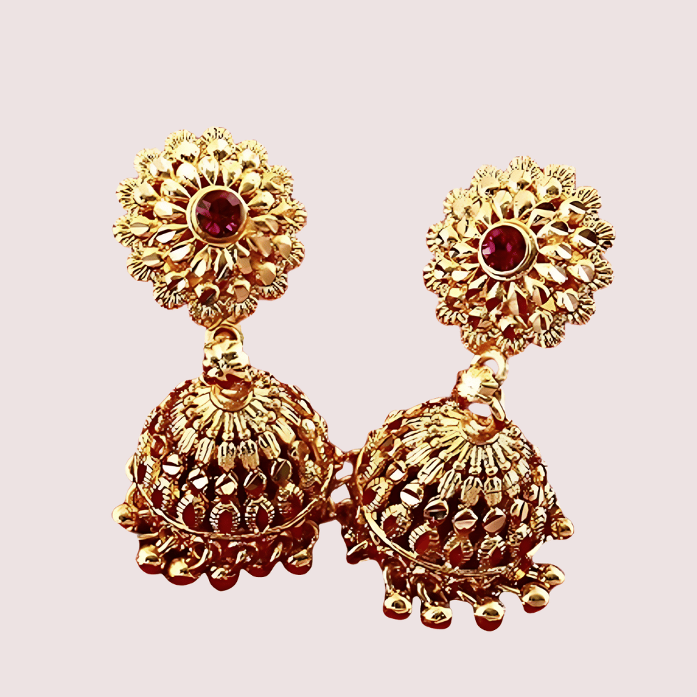 Traditional yet Stylish Ruby Jhumkas Earrings - Earrings | Buy online on ZillyBuy