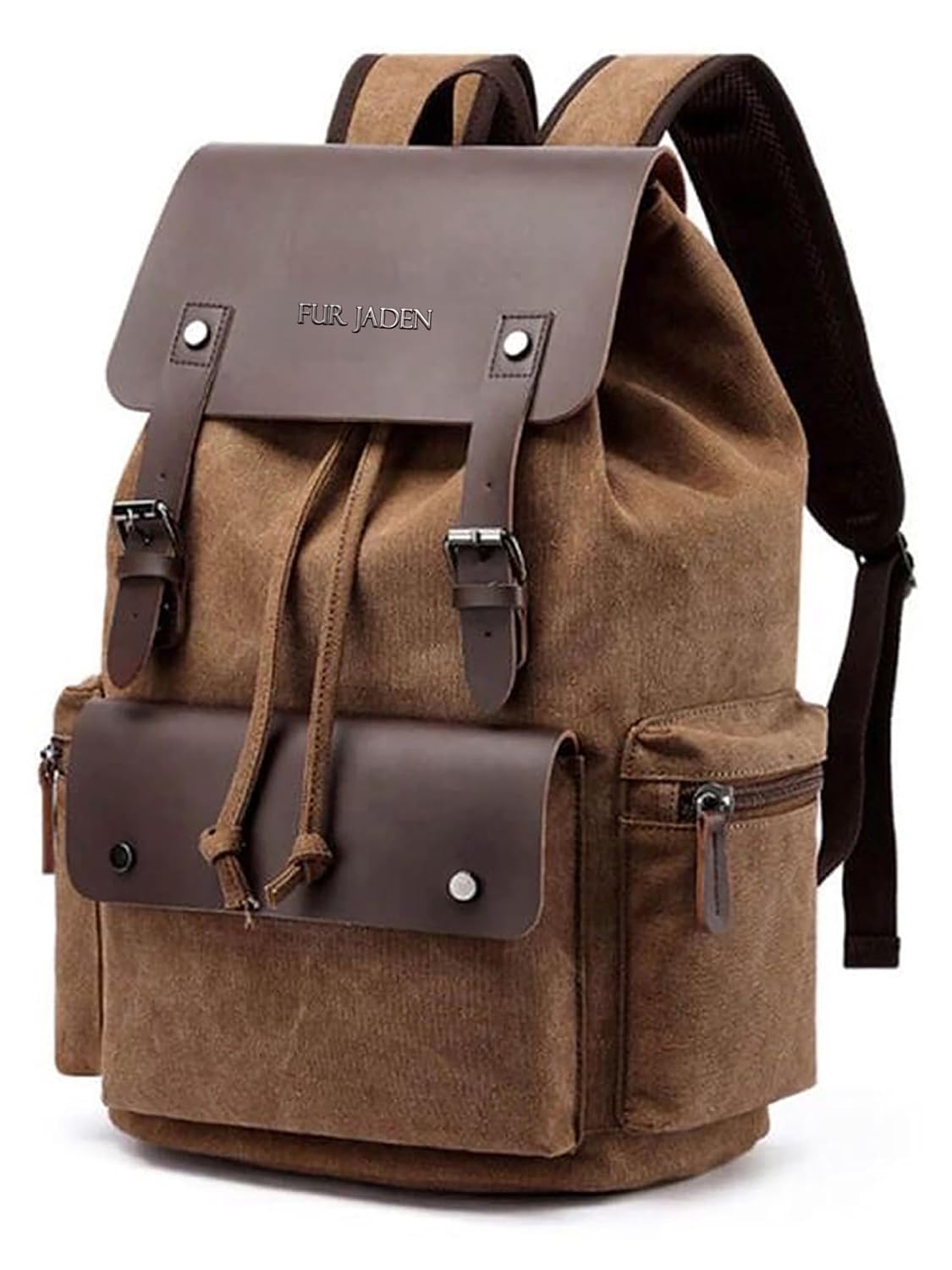 Eco Friendly Travel Laptop Backpack Made of Water Resistant Sustainable Canvas and Vegan Leather for Men and Women for Travel Hiking Work