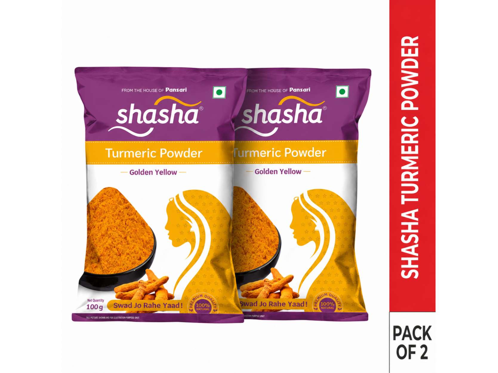 Shasha Haldi / Turmeric Powder - 100gm (Pack of 2)