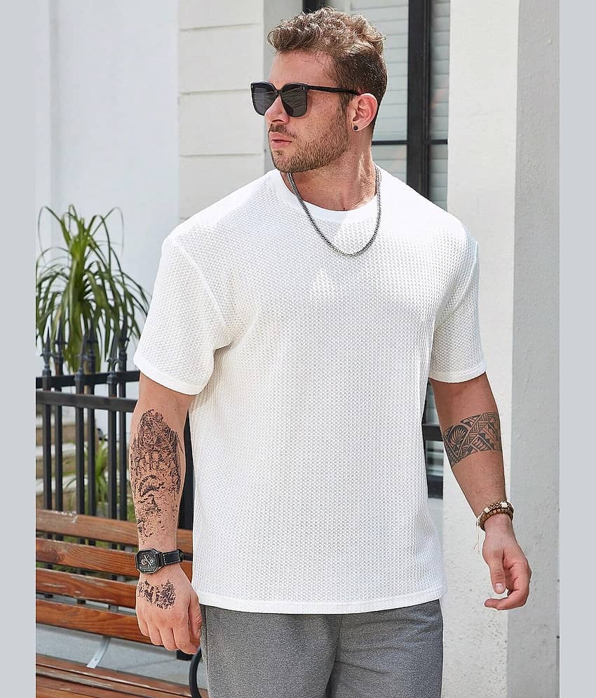 fashion and youth Pack of 1 Cotton Blend Oversized Fit Men's T-Shirt ( Blue )