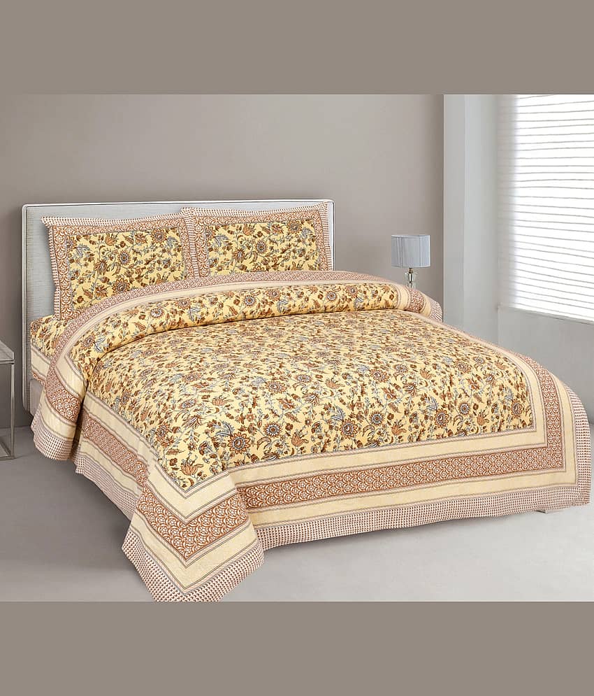 Uniqchoice Cotton King Bedsheet ( Yellow )