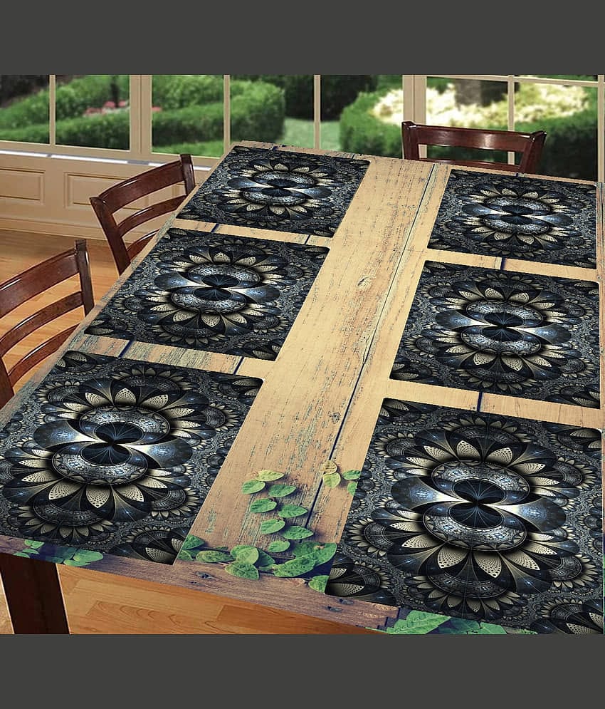 Sanraksshan PVC Floral Rectangle Table Mats ( 44 cm x 32 cm ) Pack of 6 - Multi
