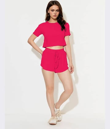 kotty Women T-Shirt With Shorts Co-Ord Set ( Pink )