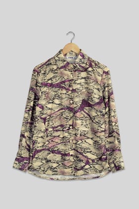 Designer Snake Print Shirt For Women-XXS / Beige / SH009-DPMG0084-1.5-NIL-NIL-NIL-NIL-THY05-FS001-NIL-BT002-12-NIL-NIL