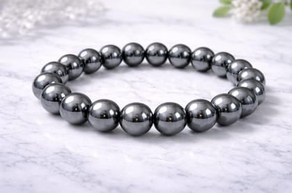 Natural Crystal 8mm Hematite Bracelet (Grey)-PID64920 Natural Crystal 8mm Hematite Bracelet (Grey)-PID64920