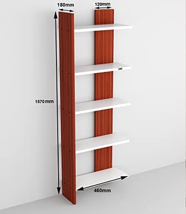 DAS Aroma Engineered Wood Floor Standing Book Shelf Display Rack Unit for Living Room- Classic Walnut & Frosty White