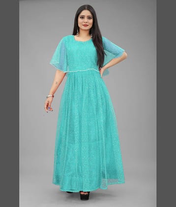 JULEE - Purple Flared Net Women's Stitched Ethnic Gown ( Pack of 1 )